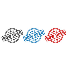 Now Open Stamp Open Round Isolated Sign