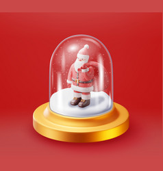 3d Glass Christmas Snow Globe With Santa Claus