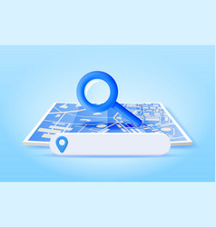 3d Location Folded Paper Map Search Bar And Pin