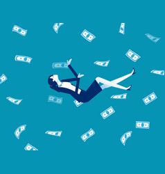 Person Floating In The Air And Money Is Blowing