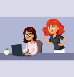 Woman Stressed At The Office By Her Boss Cartoon