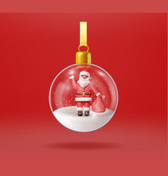 3d Glass Christmas Snow Globe With Santa Claus