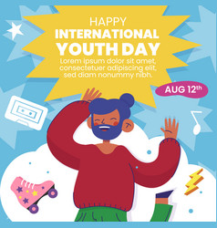 Flat International Youth Day Posts Set