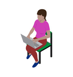 Girl Sitting On A Chair With A Laptop On Her Lap