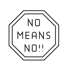 No Means Feminism Woman Line Icon