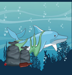 Sad Dolphin With Garbage Bags