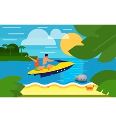 Seascape With Couple On Yellow Jet Ski