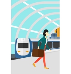 Woman Going Out Of Train