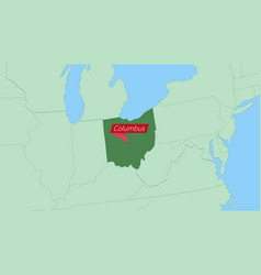 Map Of Ohio With Pin Of Country Capital