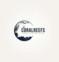 Silhouette Coral Reef Aquatic Ocean Logo Design