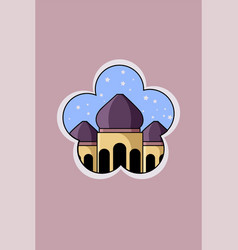 Cute Mosque In The Flower Cartoon