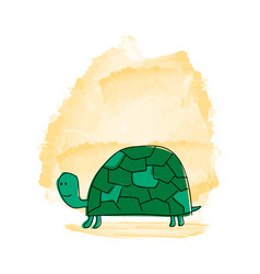 Hand Drawn Watercolor Cartoon Animal Turtle