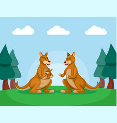 Kangaroo Family Australian Animal Cartoon