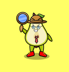 Cartoon Pear Fruit Detective Magnifying Glass