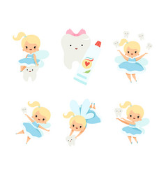 Cute Little Tooth Fairy With Blond Hair And