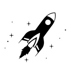 Rocket Icon Black Spaceship Isolated