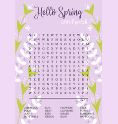 Spring Word Search Puzzle With Flowers