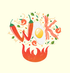 Wok Logo For Thai Or Chinese Restaurant Stir Fry