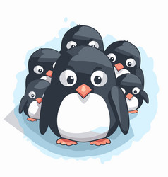 Cute Penguin Family On A White Background