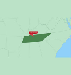 Map Of Tennessee With Pin Of Country Capital