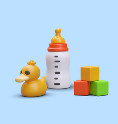 Colorful 3d Rubber Duck Baby Bottle With Milk