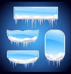 Icicles Frames Realistic Icon Set