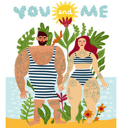 Tattooed Couple Cartoon Poster