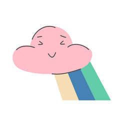 Cute Little Cloud With Rainbow Tile Kawaii Pink