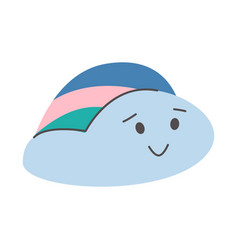 Cute Smiling Little Cloud With Rainbow Crest