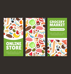 Grocery Market Design With Products And Fresh Food