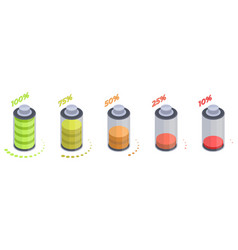 Isometric 3d Battery Charging Stages Accumulator