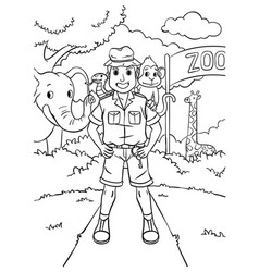 Zookeeper Coloring Page For Kids