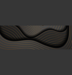 Black Corporate Wavy Banner With Golden Lines