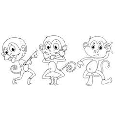 Doodle animal character for monkey dancing Vector Image