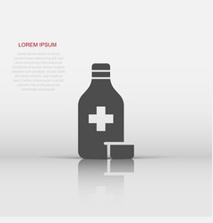 Pill Bottle Icon In Flat Style Drugs On White