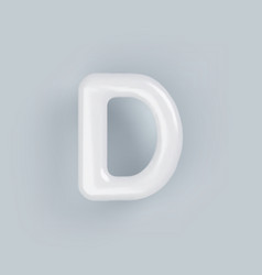 3d White Plastic Uppercase Letter D With A Glossy