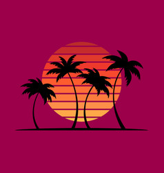 Black Silhouettes Of Palm Trees At Sunset