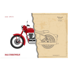 Blueprint Of Retro Motorcycle In Outline Style