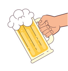 Hand Holding A Mug Beer On White Background