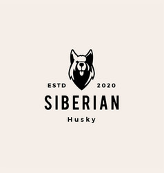 Siberian Husky Dog Hipster Vintage Logo Icon