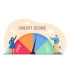 Tiny People Near Huge Credit Score Indicator