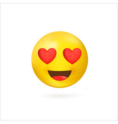 3d Yellow Emoji With Smile And Hearts In Eyes