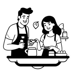 Coffee Shop Concept In Flat Style Man And Woman