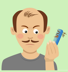 Hair Loss Concept Man With Brush Loosing