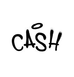 Sprayed Cash Font Graffiti With Overspray In Black