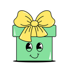 Cute Character Gift Box With A Face On A White