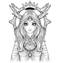 Coloring Page Of Beautiful Elf Girl Fantasy