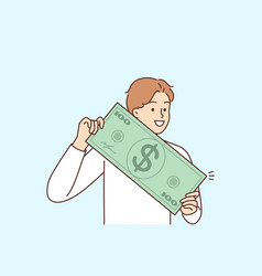 Smiling Man With Huge Dollar Bill