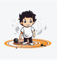 A Little Boy Playing With Ball In The Water