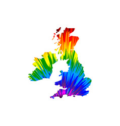 British Isles - Map Is Designed Rainbow Abstract